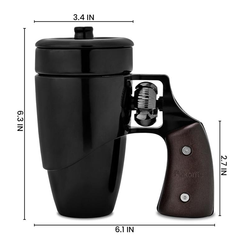 Pukomc Coffee Mug with Rotatable Wooden Handle, Ceramic Leak-Proof and Scalding-Proof Cup, 16 Ounces Beverage Drinkware Glass Reusable Reuse